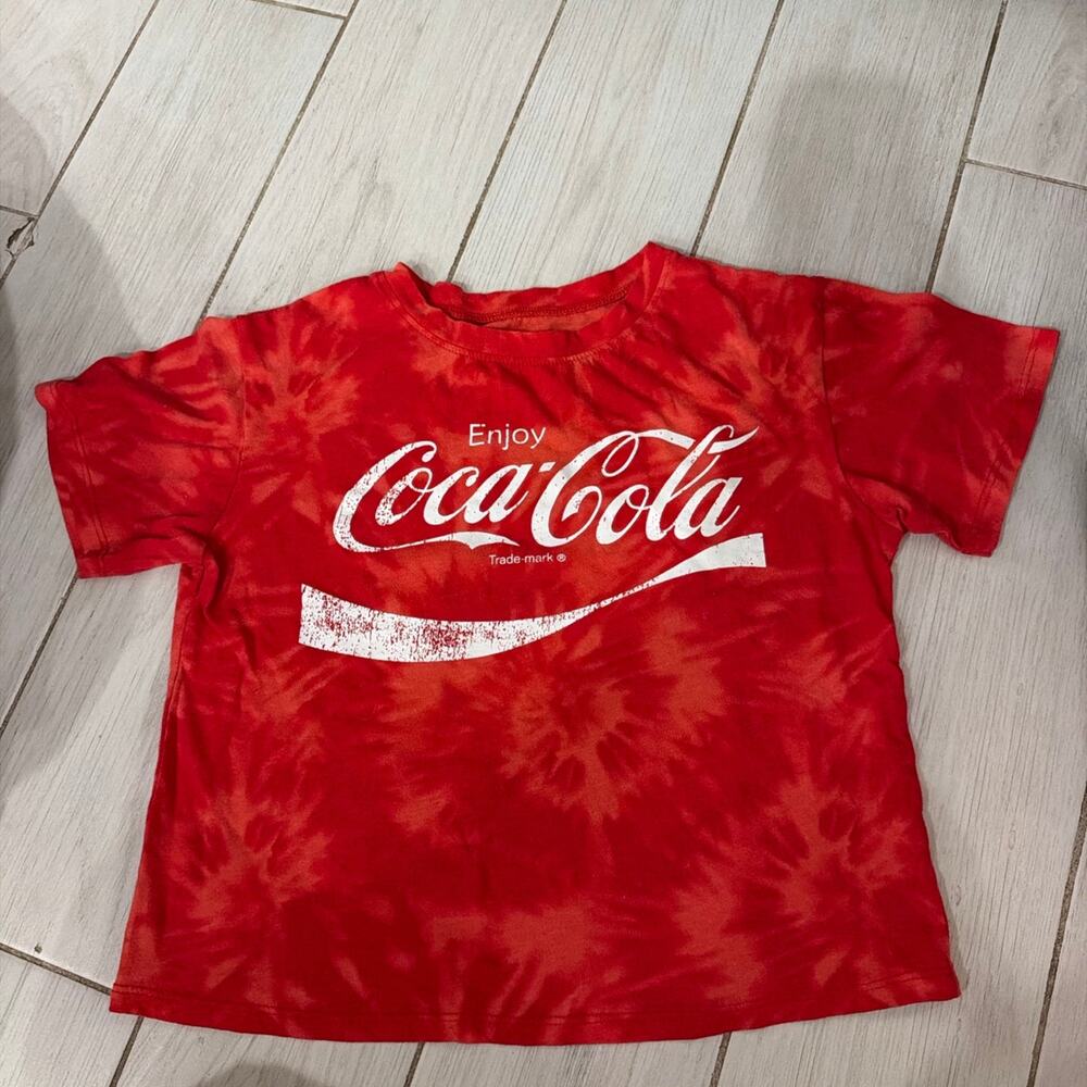 Love Tribe Coca-Cola Cropped Graphic Tee Red Tie Dye Size XS